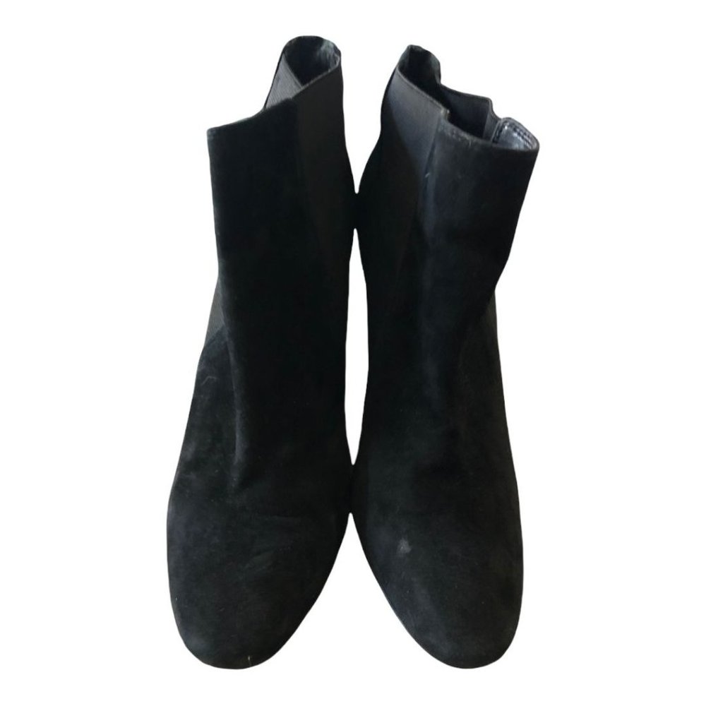 Ann Taylor Black Suede Leather Wedge Platform Ankl